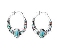 XIGAWAY Turquoise-Style Eagle Feather Earrings for Women, Silver Geometric Dangle, 10g Southwestern Statement Jewelry Gift