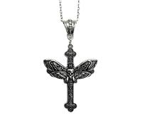 XIGAWAY Unisex Geometric Cross & Winged Pendant Necklace, Edgy Alloy Electroplated Chain Jewelry for Men and Women (4659)
