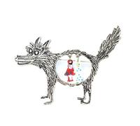 XIGAWAY Vintage Animal Brooch Pin, Minimalist Jackal Lapel Pin for Women Men, Hollow-Out Alloy Brooch for Jackets Blazers Coats