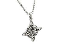 XIGAWAY Vintage Chinese Knot Pendant Necklace for Men, Geometric Square Charm with Oxidized Silver Finish, Jazz Style O-Shape Chain Jewelry, 51-60cm Length