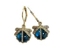 XIGAWAY Vintage Dragonfly Earrings for Women - Blue/Purple/Green Geometric Gemstone Accent Stud Earrings, Alloy Retro Jewelry 2025 Winter (green)