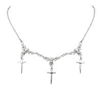 XIGAWAY Vintage Dramatic Drip Cross Pendant Necklace for Unisex, Gothic Liquid Metal Charm, Antique Silver Chain Statement Jewelry (4478)