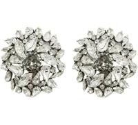 XIGAWAY Vintage Geometric Clip-On Earrings for Women, Crystal Rhinestone Round Ear Cuffs, Gold & Silver Office Elegance (silvery)