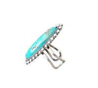 XIGAWAY Vintage Oval Turquoise-Style Ring for Women, Silver Adjustable Open Ring, 8g, Western Boho Jewelry Gift
