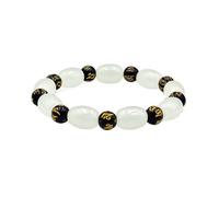 XIGAWAY White Jade Imitation Bracelet, Six True Words Mantra Buddhist Beads Bracelet for Men & Women, 16x12mm 14x10mm Barrel Zen Mala Beads (16 * 12)