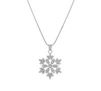 XIGAWAY Women's Geometric Snowflake Pendant Necklace, Alloy Openwork Chain for Daily Wear (Silver)