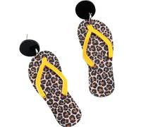 XIGAWAY Women's Leopard Print Slipper Earrings Acrylic Geometric Design