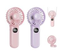 xigmer 2-Pack Mini Portable Handheld Fan,5 Adjustable Speeds Personal Fan with Lanyard,180° Foldable Small Hand Fans for Makeup,Home,Office,Travel and Outdoor Activities(Pink +Purple)