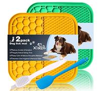 XIGOU Lick Mat for Dogs, 2 Pcs Large Dog Lick Mat with Suction Cups for Anxiety, Peanut Butter Dog Licking Mat Slow Feeder Dispensing Treater Lick Pad for Dogs Cats Grooming Bathing and Training