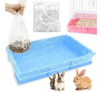 XIGOUPT 50 Pcs Disposable Rabbit Cage Liners, Elastic Edges Fits up to 19x24 inch Trays, Clear Leakproof Liner Bags for Bunny, Guinea Pig, Hamster & Small Animal Cages