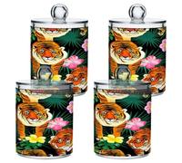 xigua 2PCS Cotton Buds Holder Dispenser for Cotton Ball, Swab, Round Pads, Floss -Clear Plastic Apothecary Jar Set Bathroom Canister Storage Organization-Fierce Tigers296