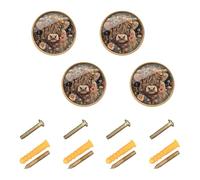xigua 4Pcs Cabinet Door Knobs Beautiful Highland Cattle Cow Pull Handle Drawer Knobs, Kitchen Cupboard Knobs for Bathroom Bedroom Furniture Wardrobe815