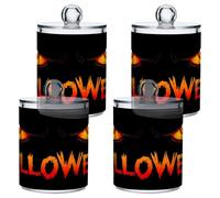 xigua 4PCS Cotton Buds Holder Dispenser for Cotton Ball, Swab, Round Pads, Floss -Clear Plastic Apothecary Jar Set Bathroom Canister Storage Organization-Halloween Eyes453