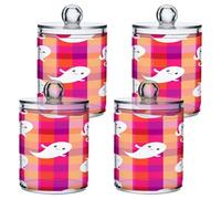 xigua 4PCS Cotton Buds Holder Dispenser for Cotton Ball, Swab, Round Pads, Floss -Clear Plastic Apothecary Jar Set Bathroom Canister Storage Organization-Halloween Ghosts591