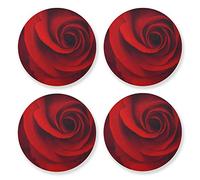 xigua 4PCS Round Coasters for Drinks Heat Resistant Coaster Set with Cork Base Lightweight for Tabletop Desktop Protective Cup Mat for Mugs, Big Red Rose