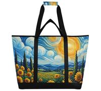 xigua A Vibrant Sunflower Field Insulated Reusable Grocery Bags, Large Heavy Duty Shopping Tote, Foldable Cooler Bag with Handles for Fruit Vegetable Clothes Toys and Picnic349