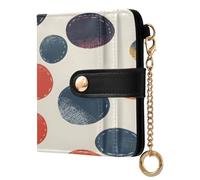 xigua Abstract Dots Wallet for Women, Small Slim PU Leather Credit Card Wallets RFID Blocking Bifold, Zipper Coin Pocket Purse