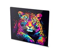 xigua Acrylic Cutting Board with Counter Lip 16.5 x 13.4, Colourful Leopard Clear Cutting Board for Kitchen, Non Slip, Countertop Protector for Home Restaurant Sink Stove