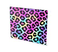 xigua Acrylic Cutting Board with Counter Lip 16.5 x 13.4, Neon Leopard Clear Cutting Board for Kitchen, Non Slip, Countertop Protector for Home Restaurant Sink Stove