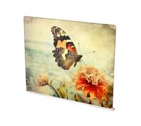 xigua Acrylic Cutting Board with Counter Lip 16.5 x 13.4, Old Grungy Butterfly Clear Cutting Board for Kitchen, Non Slip, Countertop Protector for Home Restaurant Sink Stove
