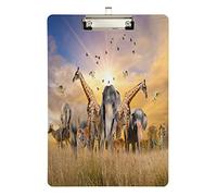 xigua African Safari Animals Clipboard Cute Design Letter Size Clipboard A4 Standard Size 9 x 12.5 Inch with Low Profile Metal Clip for Students, Classroom, Office, Women, Kids