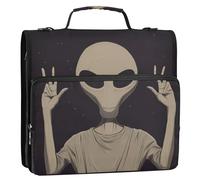 xigua Alien Zipper Binder - 1.5 Inch D-Rings Portfolio Binder Organizer - Expanding File Folder with Shoulder Strap