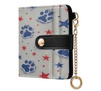 xigua American Dog Paws Wallet for Women, Small Slim PU Leather Credit Card Wallets RFID Blocking Bifold, Zipper Coin Pocket Purse