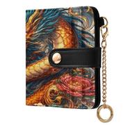 xigua Angry Dragon Wallet for Women, Small Slim PU Leather Credit Card Wallets RFID Blocking Bifold, Zipper Coin Pocket Purse