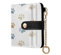 xigua Animal Paws Print Wallet for Women, Small Slim PU Leather Credit Card Wallets RFID Blocking Bifold, Zipper Coin Pocket Purse