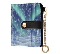 xigua Aurora Under Snowy Scenery Women's RFID Wallet -Sof Leather Small Ladies Purse with Zipper Coin Pocket & ID Window - Purse Card Holder for Women924