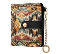 xigua Aztec Print Wallet for Women, Small Slim PU Leather Credit Card Wallets RFID Blocking Bifold, Zipper Coin Pocket Purse