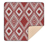 xigua Baby Play Mat - 127 X 127 cm Foldable Waterproof Baby Play Mats Baby Play Mats for Floor, African Ethnic Rhombus Red Soft Foam Crawling Mat for Babies and Toddlers Infants, Machine Washable