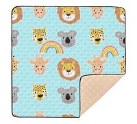 xigua Baby Play Mat - 127 X 127 cm Foldable Waterproof Baby Play Mats Baby Play Mats for Floor, Animal Faces Soft Foam Crawling Mat for Babies and Toddlers Infants, Machine Washable