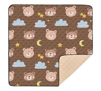 xigua Baby Play Mat - 127 X 127 cm Foldable Waterproof Baby Play Mats Baby Play Mats for Floor, Bear Faces Soft Foam Crawling Mat for Babies and Toddlers Infants, Machine Washable