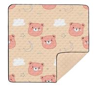 xigua Baby Play Mat - 127 X 127 cm Foldable Waterproof Baby Play Mats Baby Play Mats for Floor, Bear Faces Soft Foam Crawling Mat for Babies and Toddlers Infants, Machine Washable
