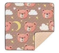 xigua Baby Play Mat - 127 X 127 cm Foldable Waterproof Baby Play Mats Baby Play Mats for Floor, Bear Faces Soft Foam Crawling Mat for Babies and Toddlers Infants, Machine Washable