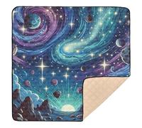 xigua Baby Play Mat - 127 X 127 cm Foldable Waterproof Baby Play Mats Baby Play Mats for Floor, Beautiful Starry Sky Soft Foam Crawling Mat for Babies and Toddlers Infants, Machine Washable