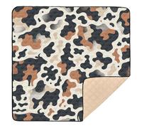 xigua Baby Play Mat - 127 X 127 cm Foldable Waterproof Baby Play Mats Baby Play Mats for Floor, Black Brown Cow Print Soft Foam Crawling Mat for Babies and Toddlers Infants, Machine Washable