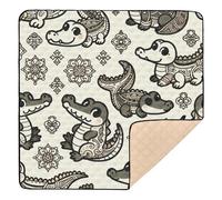 xigua Baby Play Mat - 127 X 127 cm Foldable Waterproof Baby Play Mats Baby Play Mats for Floor, Black Crocodile Soft Foam Crawling Mat for Babies and Toddlers Infants, Machine Washable