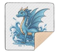 xigua Baby Play Mat - 127 X 127 cm Foldable Waterproof Baby Play Mats Baby Play Mats for Floor, Blue Dragon Soft Foam Crawling Mat for Babies and Toddlers Infants, Machine Washable