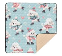 xigua Baby Play Mat - 127 X 127 cm Foldable Waterproof Baby Play Mats Baby Play Mats for Floor, Cartoon Skating Dogs Soft Foam Crawling Mat for Babies and Toddlers Infants, Machine Washable