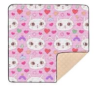xigua Baby Play Mat - 127 X 127 cm Foldable Waterproof Baby Play Mats Baby Play Mats for Floor, Cat Faces Soft Foam Crawling Mat for Babies and Toddlers Infants, Machine Washable