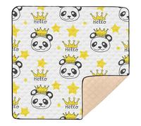 xigua Baby Play Mat - 127 X 127 cm Foldable Waterproof Baby Play Mats Baby Play Mats for Floor, Crowned Pandas Soft Foam Crawling Mat for Babies and Toddlers Infants, Machine Washable