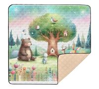 xigua Baby Play Mat - 127 X 127 cm Foldable Waterproof Baby Play Mats Baby Play Mats for Floor, Cute Animals Soft Foam Crawling Mat for Babies and Toddlers Infants, Machine Washable