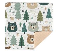 xigua Baby Play Mat - 127 X 127 cm Foldable Waterproof Baby Play Mats Baby Play Mats for Floor, Cute Bear Faces Soft Foam Crawling Mat for Babies and Toddlers Infants, Machine Washable