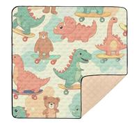 xigua Baby Play Mat - 127 X 127 cm Foldable Waterproof Baby Play Mats Baby Play Mats for Floor, Cute Dinosaurs Bears Soft Foam Crawling Mat for Babies and Toddlers Infants, Machine Washable
