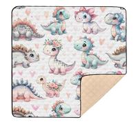 xigua Baby Play Mat - 127 X 127 cm Foldable Waterproof Baby Play Mats Baby Play Mats for Floor, Cute Dinosaurs in Flowers Soft Foam Crawling Mat for Babies and Toddlers Infants, Machine Washable