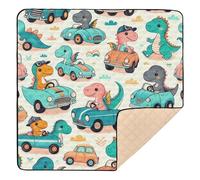 xigua Baby Play Mat - 127 X 127 cm Foldable Waterproof Baby Play Mats Baby Play Mats for Floor, Cute Dinosaurs Drive Cars Soft Foam Crawling Mat for Babies and Toddlers Infants, Machine Washable