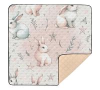 xigua Baby Play Mat - 127 X 127 cm Foldable Waterproof Baby Play Mats Baby Play Mats for Floor, Cute Rabbit Soft Foam Crawling Mat for Babies and Toddlers Infants, Machine Washable