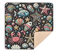 xigua Baby Play Mat - 127 X 127 cm Foldable Waterproof Baby Play Mats Baby Play Mats for Floor, Cute Sea Animal Soft Foam Crawling Mat for Babies and Toddlers Infants, Machine Washable